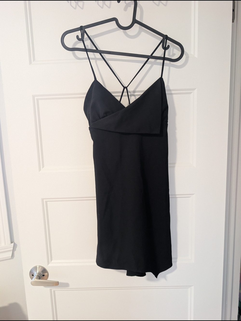 Zara Black Strappy Mini Dress with Crisscross Back